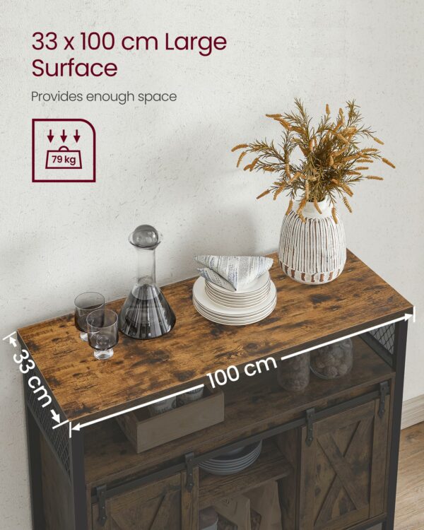 Rustic Brown Sideboard with Sliding Barn Doors