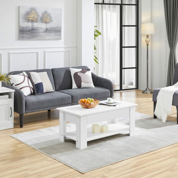 Lift Up Coffee Table Wooden Lifting Coffee Table with Hidden Storage White
