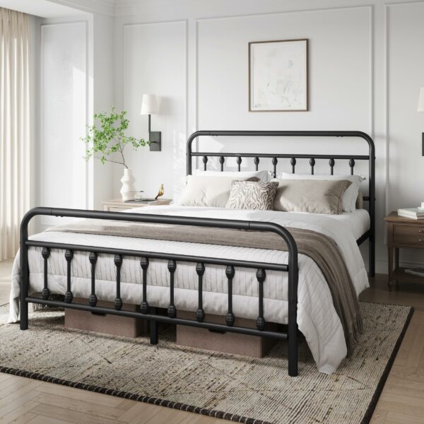 King Bed Frame Vintage Iron Platform Bed 5ft