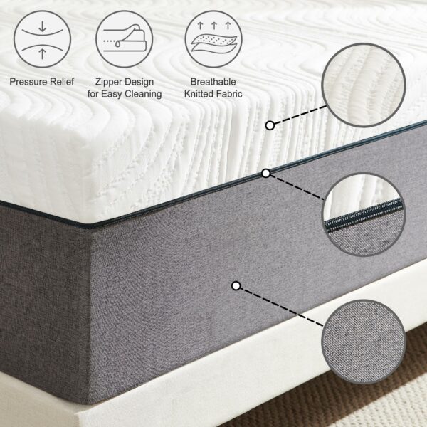 Single Mattress with Memory Foam and Anti-mite, Breathable 90x190x15cm