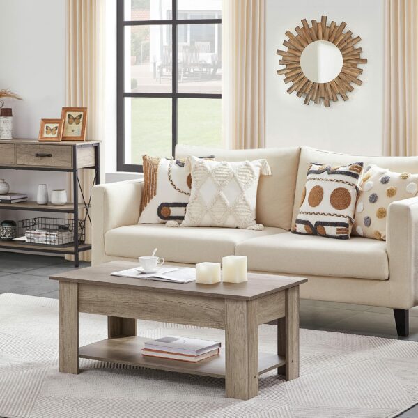 Lift Up Coffee Table Wooden Lifting Coffee Table with Hidden Storage Gray